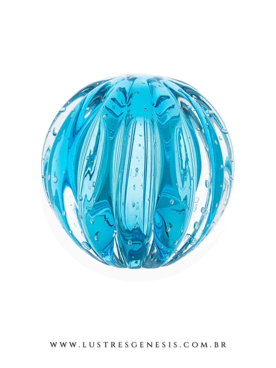 Abajur de Mesa Esfera Dear Murano Aquamarine Base Madeira Para Quarto Sala Cabeceira Iluminacao Decorativa